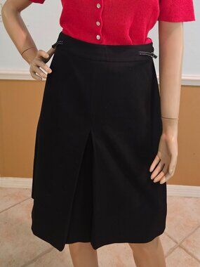 Ann Taylor Loft Stretch Black Skirt Size 14 with Front Pleat
